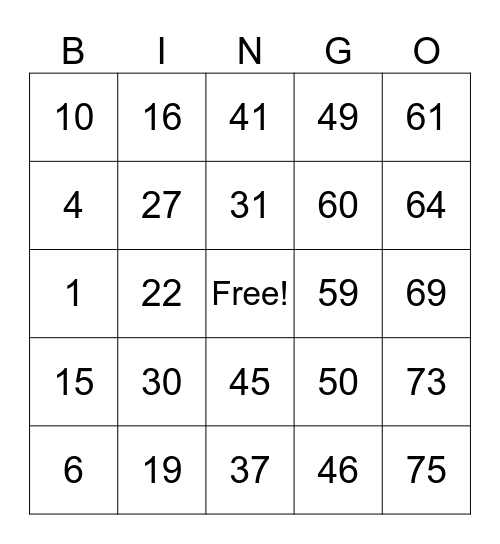 Tiongson‚ Avegail Joi R. Bingo Card
