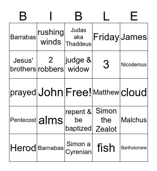 Bible Bingo Card