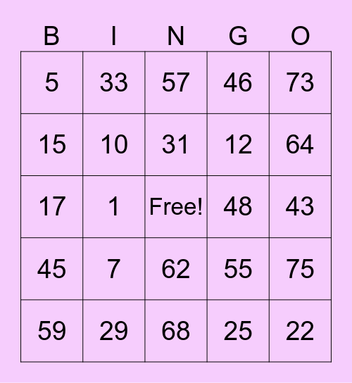 Balmes, Merry Ann Bingo Card