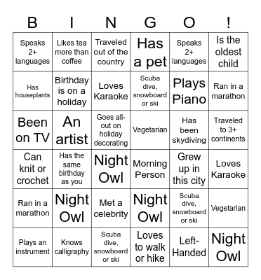 2023 Holiday Lunch Bingo Card
