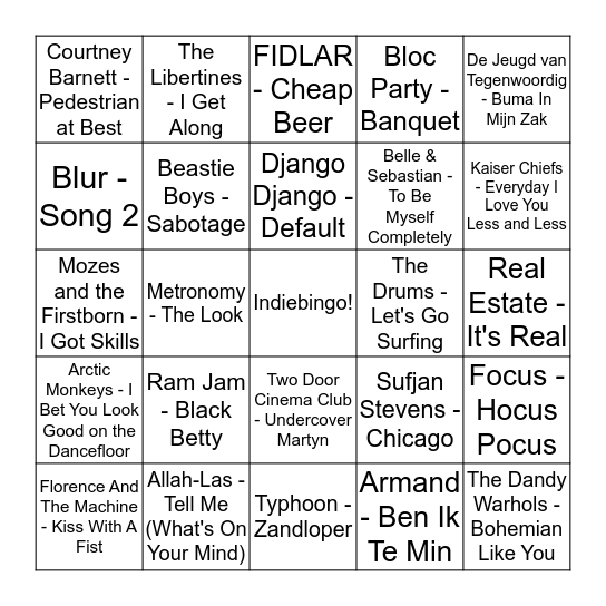 Gimme Shelter Indiebingo Card