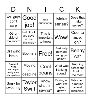 Dr. Nick Bingo Card