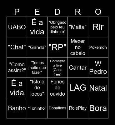 PEDRO BRAGA BINGO Card