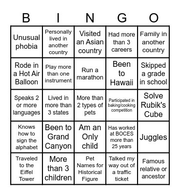 Lupinskie Cup Bingo Card