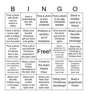 Holiday Bingo! Bingo Card