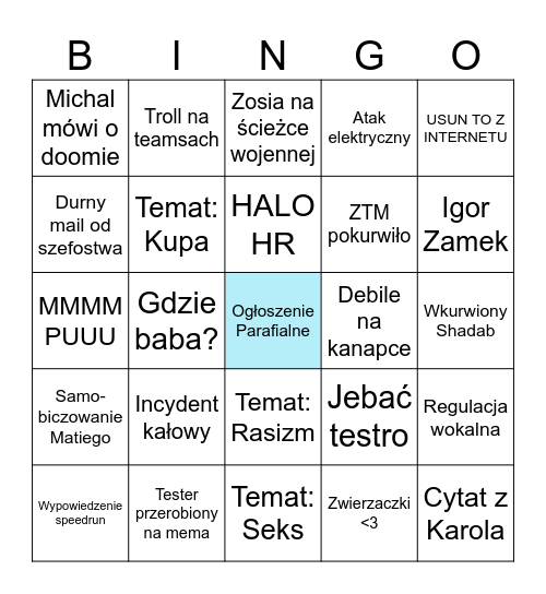Integracja Bingo Card