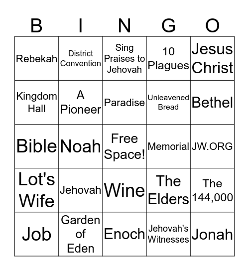 Family Worship Bingo Card