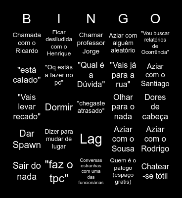 BSM Bingo Card