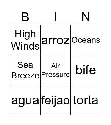 Weather Bingo Card