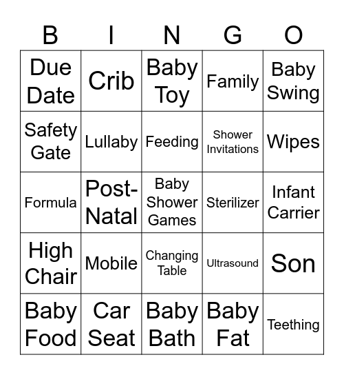 BABY SHOWER BINGO Card