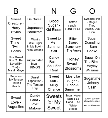 Sweets for My Sweet Bingo Card