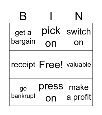 let's talk money Bingo Card