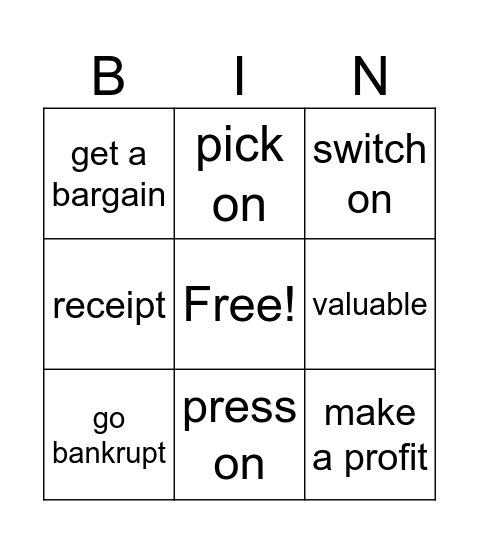 let's talk money Bingo Card