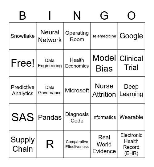 Health Data Science Bingo Card