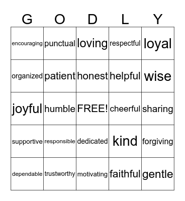 Godly Friends! Bingo Card