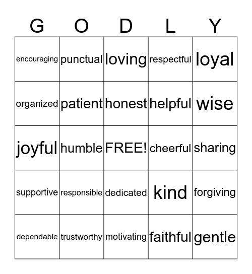 Godly Friends! Bingo Card