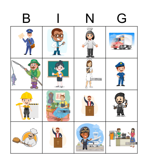 Occupations Bingo Card