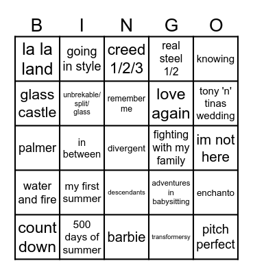 3 Bingo Card