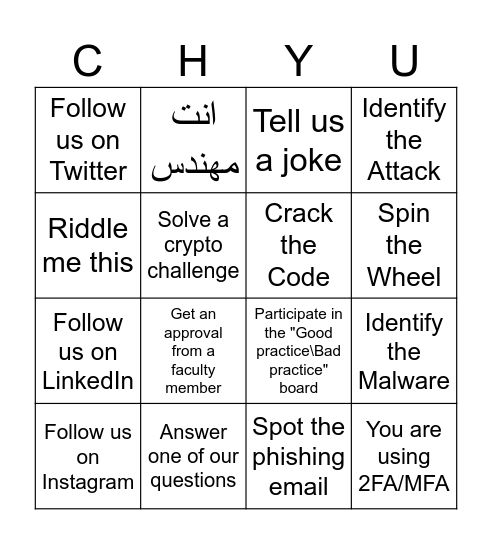 Cyberhub Bingo Card