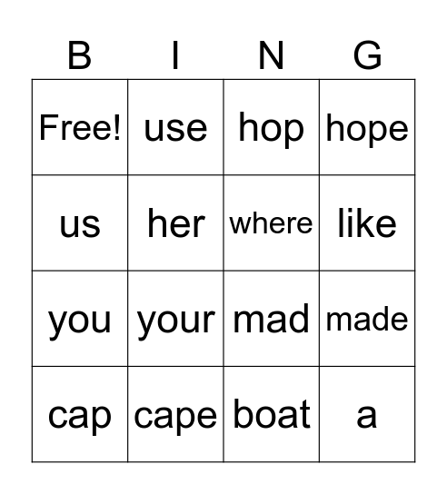 List C Bingo Card