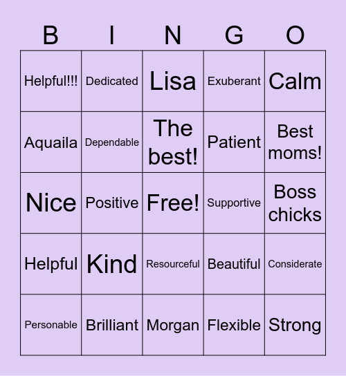 Celebrating Morgan and Aquaila! Bingo Card