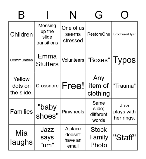 Pinwheels Bingo Card