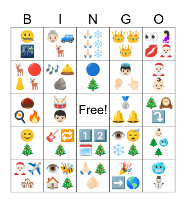 Christmas Songs Bingo Card