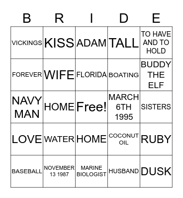 WALEN WEDDING Bingo Card