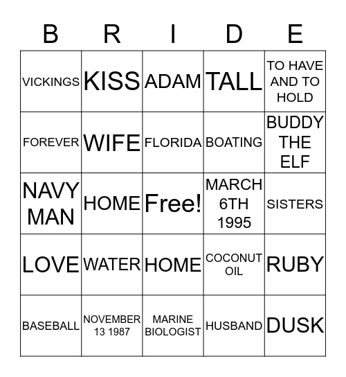 WALEN WEDDING Bingo Card