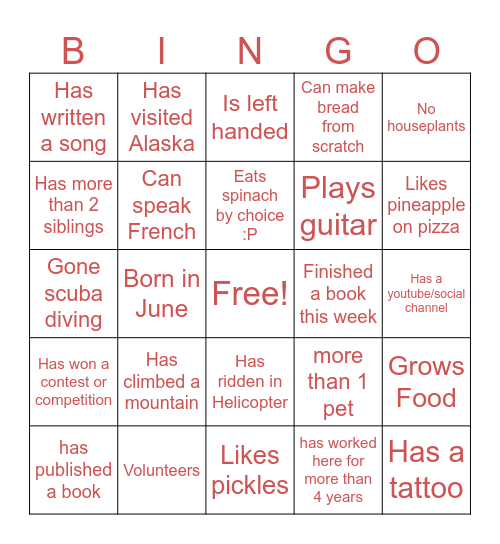 Holiday Bingo! Bingo Card