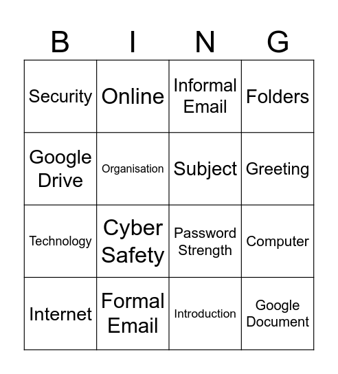 ICT Bingo - Keren Class Bingo Card