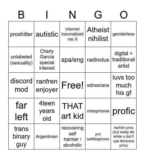 Fofo's bingo Card