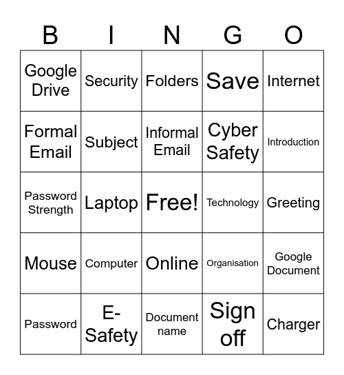 ICT Bingo - Keren Class Bingo Card