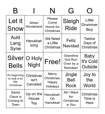 Christmas Music Bingo Card