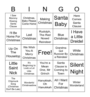 Happy Holidays Bingo Card