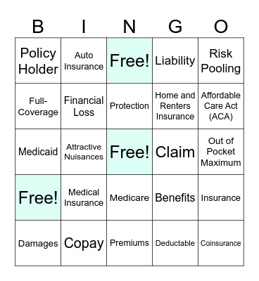 Insurance Bingo Card