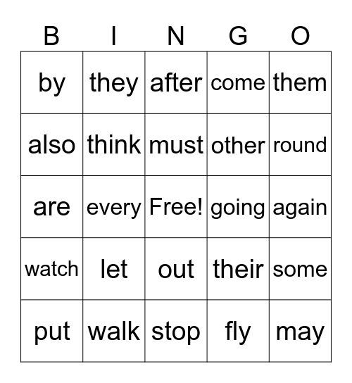 Level 1 sight words period 3 Bingo Card