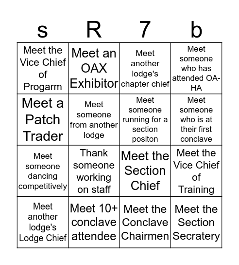 SR-7B Signature Bingo Card
