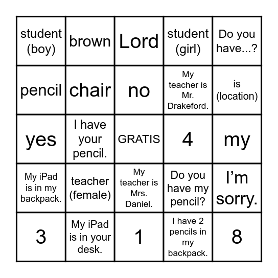 Quarter 2- 5th and 6th Grade Bingo Card