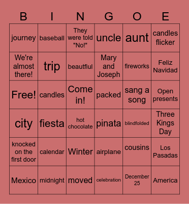 Feliz Navidad, Carlos Bingo Card