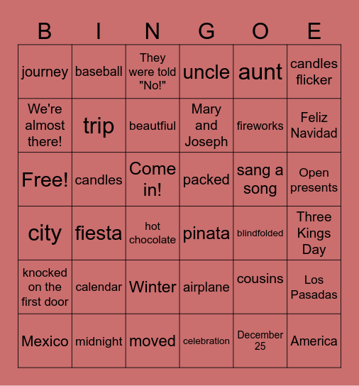 Feliz Navidad, Carlos Bingo Card