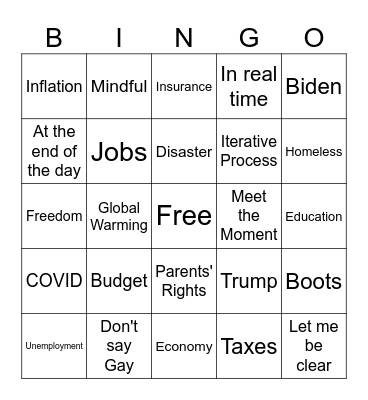 Thursday Debate Bingo Card