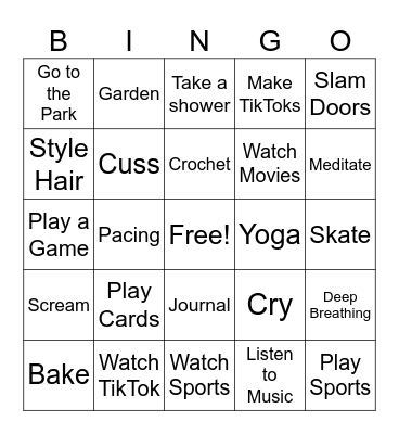 Coping Skills Bingo Card