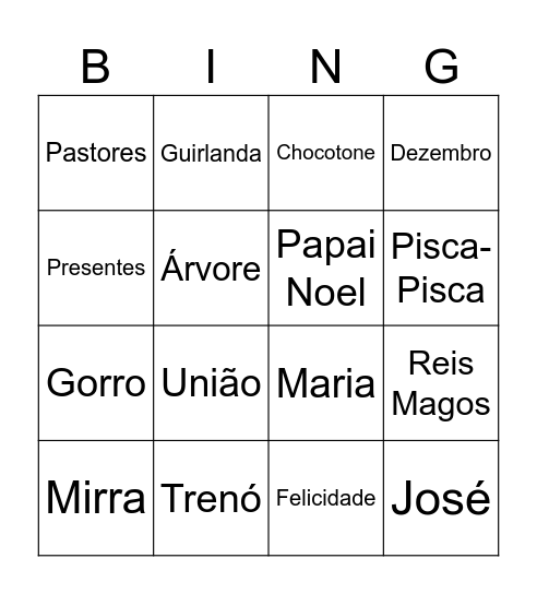Bingo de Natal Bingo Card