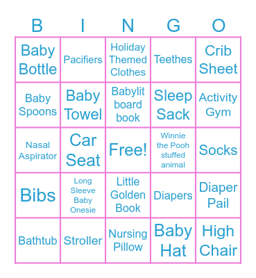 Baby Shower Bingo Card