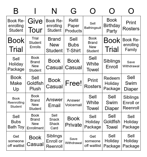 FRONT DESK BINGO Card