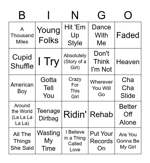 OHW - 2000's Bingo Card