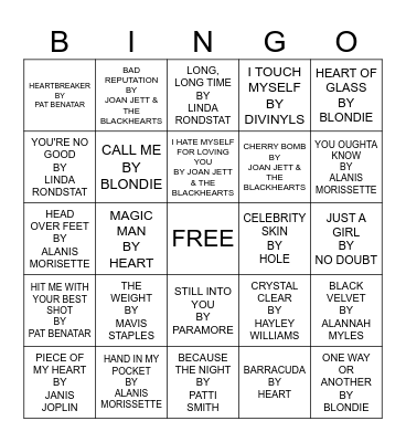 WOMEN WHO ROCK Bingo Card