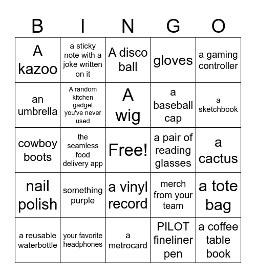 Xtreme bingo Card