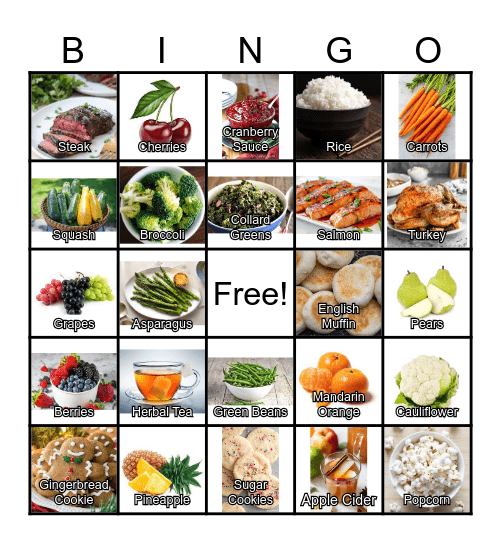 What Can I Eat During the Holidays? Bingo Card